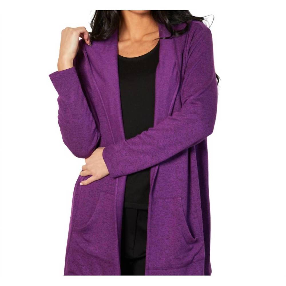 NEW FRENCH KYSS open hoodie duster in violet